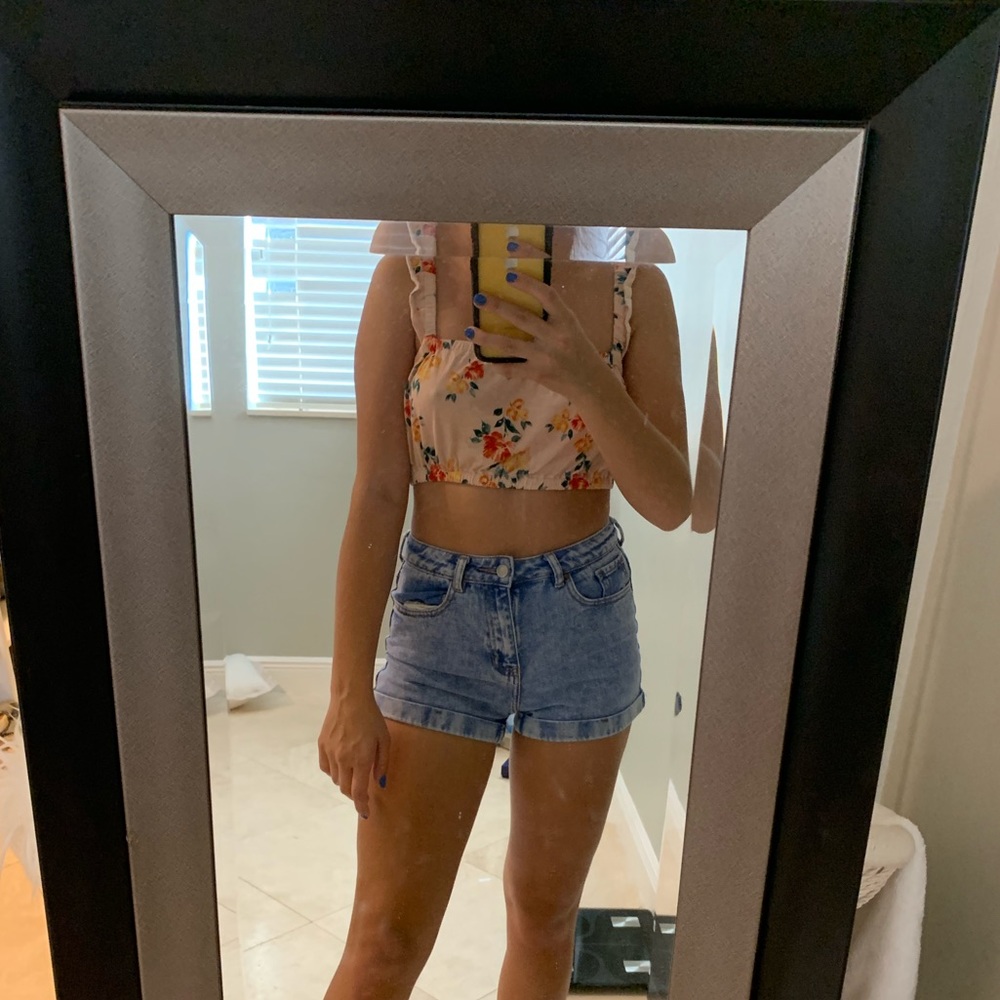 Pink and flower me to we croptop medium pacsun